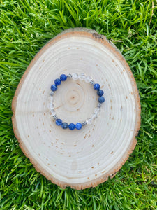 Sodalite and Clear Quartz Stretch Bracelet