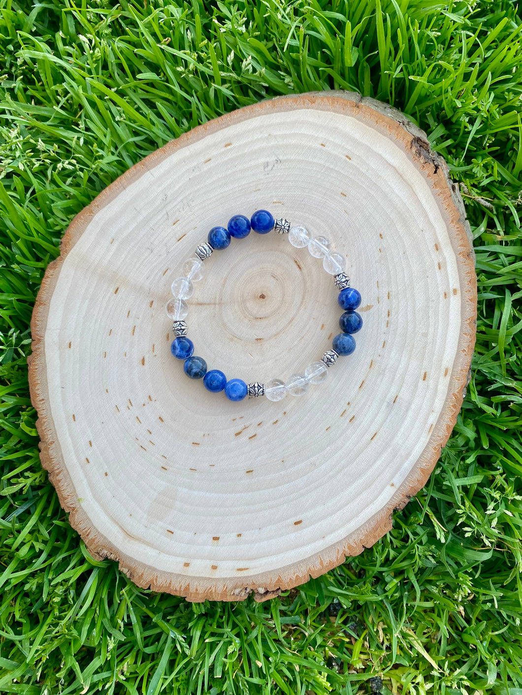 Sodalite and Clear Quartz Stretch Bracelet