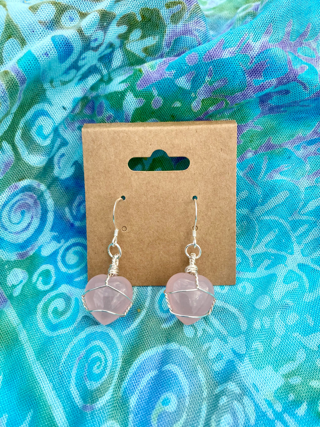 Rose Quartz Heart Earrings