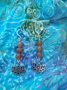 Strawberry Quartz Lotus Earrings