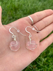 Rose Quartz Heart Earrings